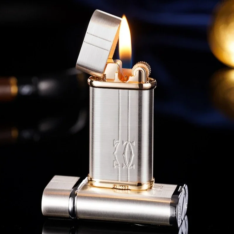Metal Electroplated Resin Oblique Fire Inflatable Lighter Classic Grinding Wheel Ignition Portable Gas Lighters Pipe Lighter