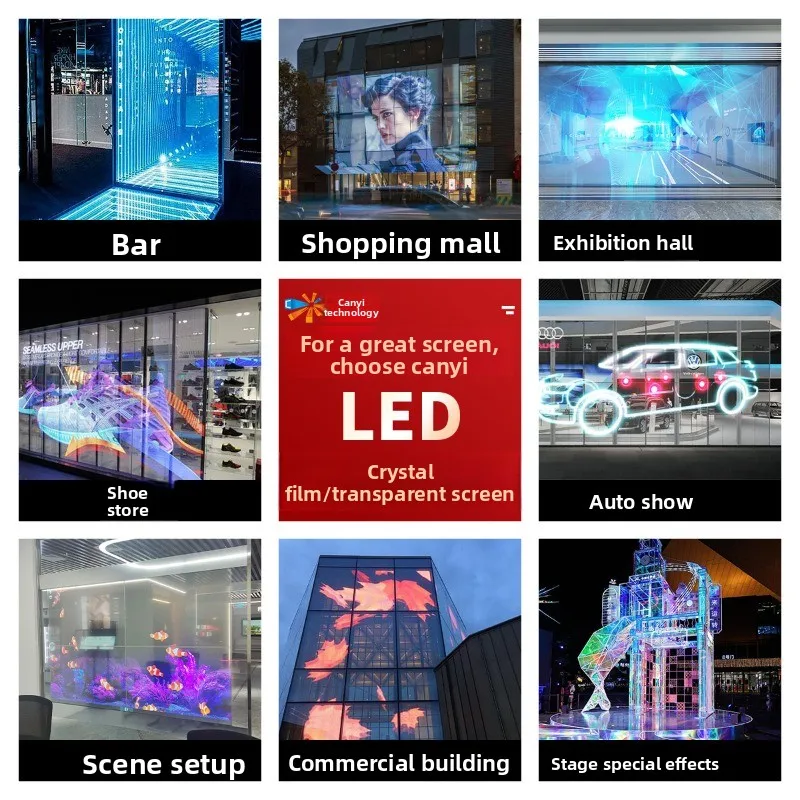 Custom Transparent Flexible LED Display, Full Color Screen for Glass Window, Exhibition and Outdoor Advertising - view 2
