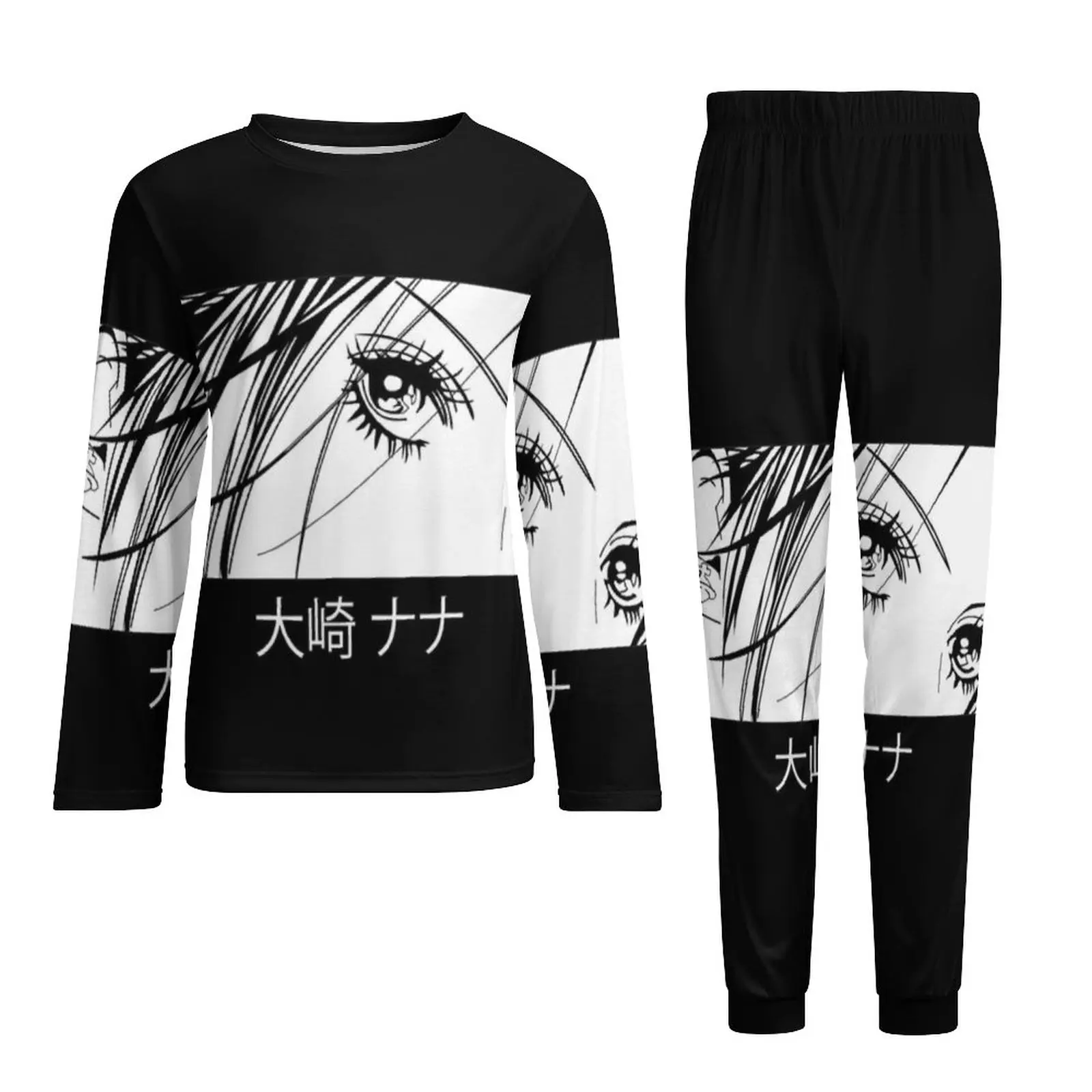 Nana Osaki Eyes Pajamas Autumn 2 Piece Black Stones Anime Fashion Pajamas Set Men Long-Sleeve Room Graphic Home Suit Big Size