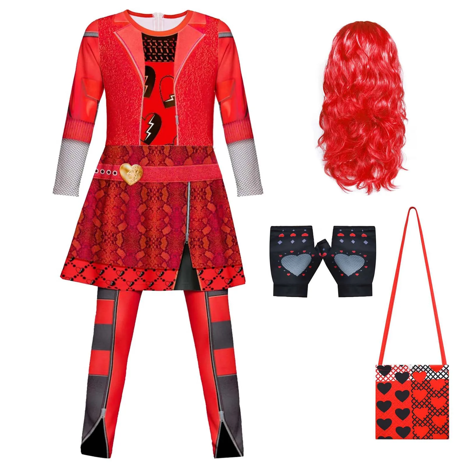 

Halloween Girls Descendants 4 Costume The Rise of Red Costumes Cosplay Movie Red Clothes Outfit Birthday Party Queen Dress