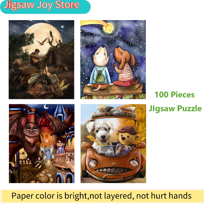 100 Pieces Jigsaw Puzzle Assembling Picture Cartoon Animals Travel Girl Decompression Puzzles Toy Educational Gifts