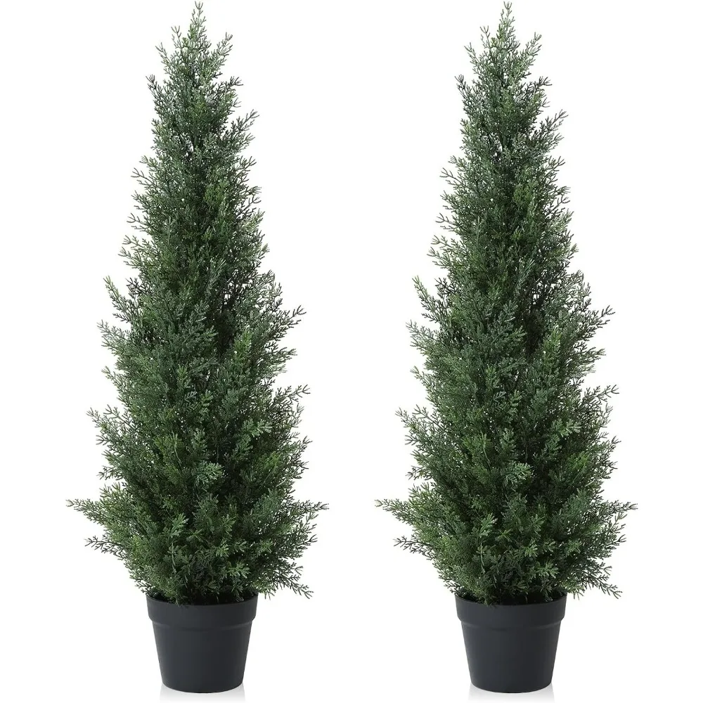 

Artificial Cedar Topiary Trees for Outdoors Potted Fake Cypress Faux Evergreen Plants for Porch Decor Set，Outdoor Decoration