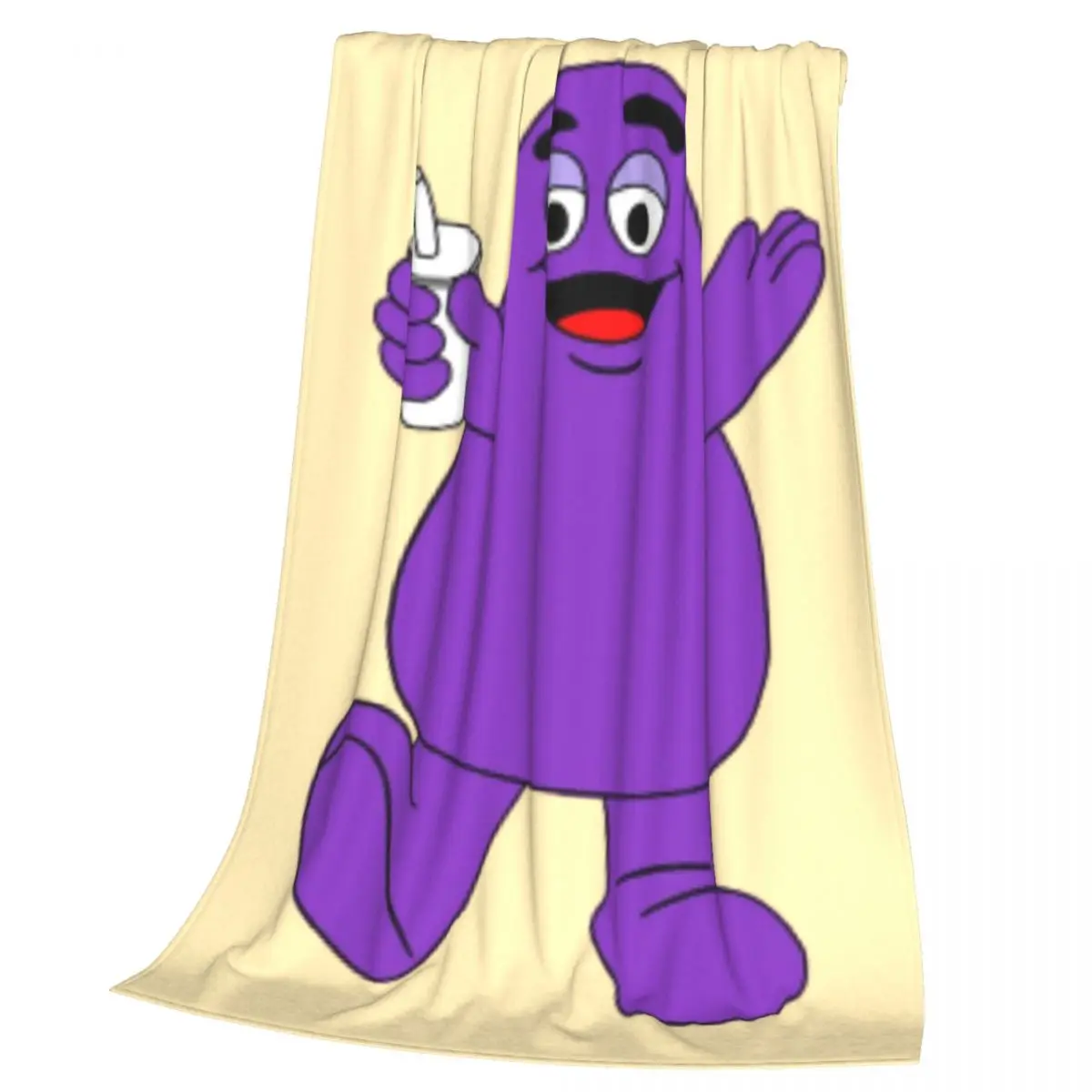 McDonald's Grimace Fast Food Mascot Blankets Soft Warm Flannel Throw Blanket Plush for Bed Living room Picnic Travel Home Sofa