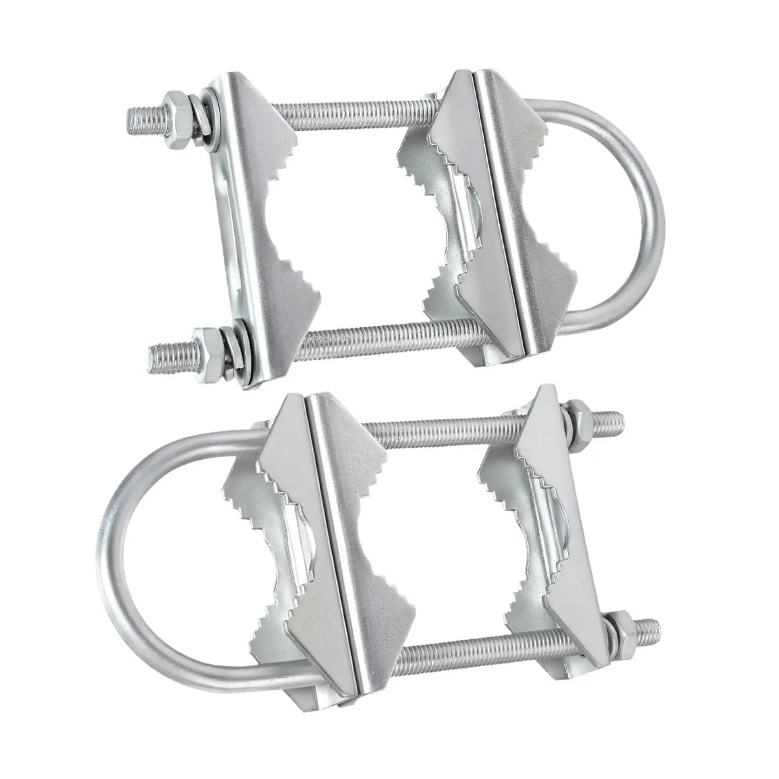 2 Pieces Double Antenna Mast Clamp V Jaw Block with U Bolts for Deck Railing