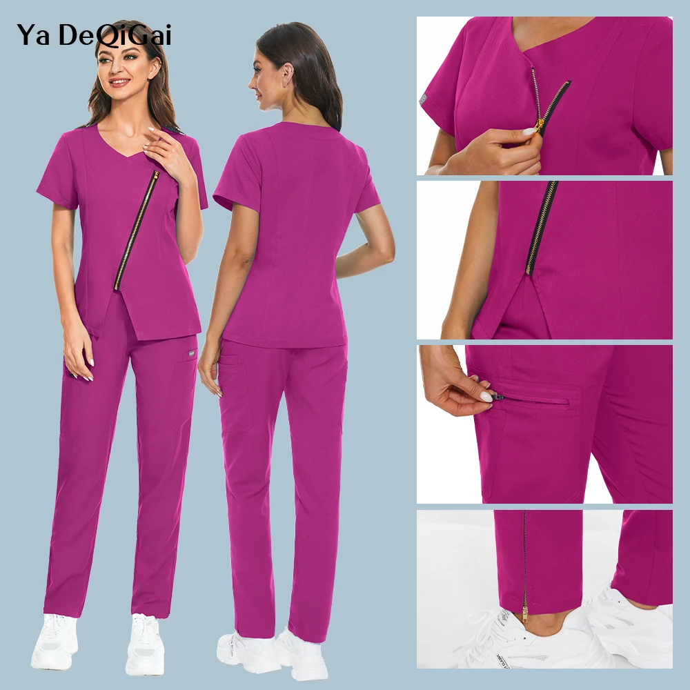 Hoge kwaliteit operatiekamer medisch uniform ziekenhuis scrubs sets korte mouw verpleegster verpleging accessoires tops broek scrubs pakken