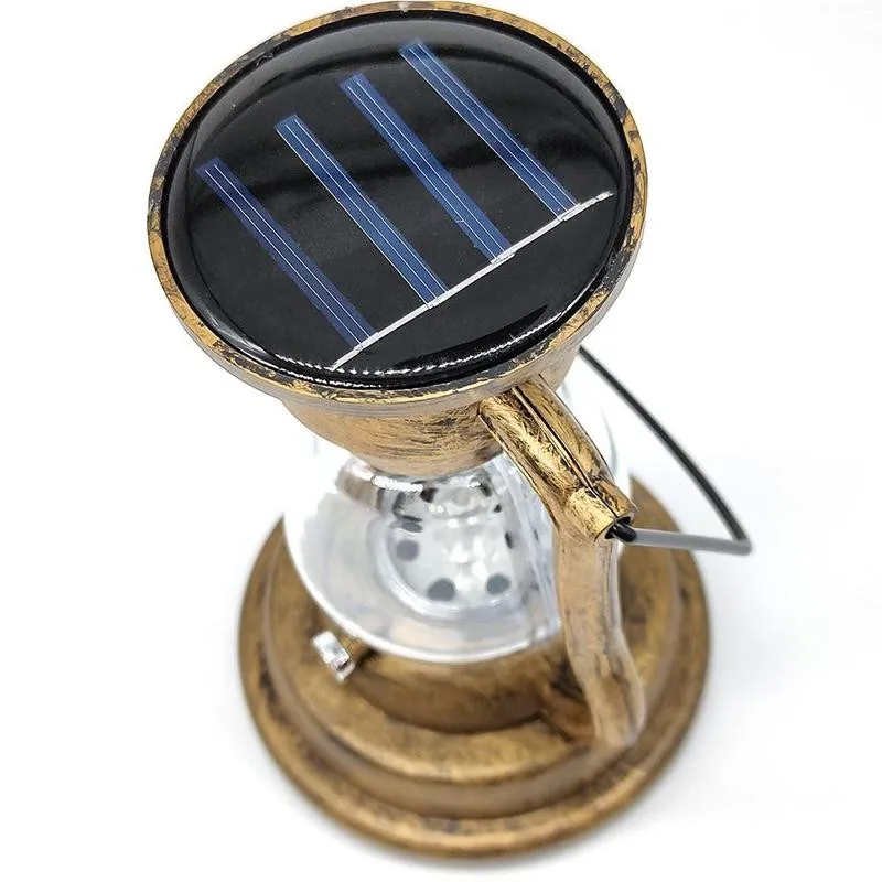 1pcs Led Solar Power Retro Oil Lamp Lantern Candle Waterproof Rechargeable Outdoor Lamp Electronic Nightlight Home Garden Decor