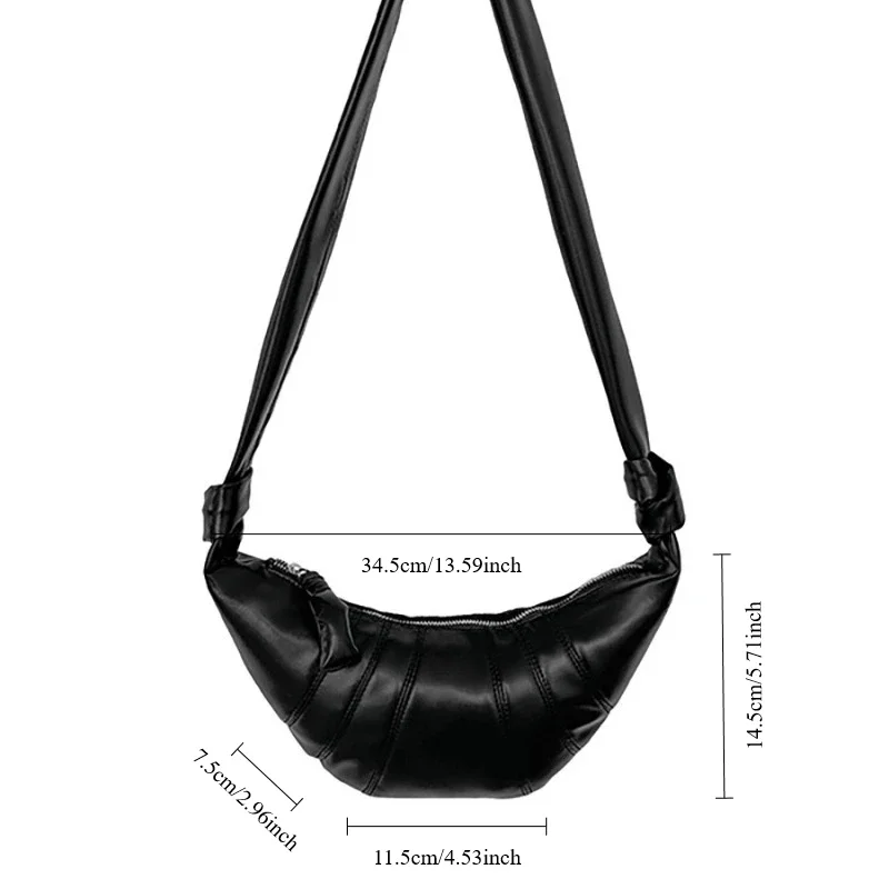 England Style Deluxe Croissant Shaped Shoulder Bag Niche Design PU Thread Crossbody Bag Soft High Quality Business Hobo Bag