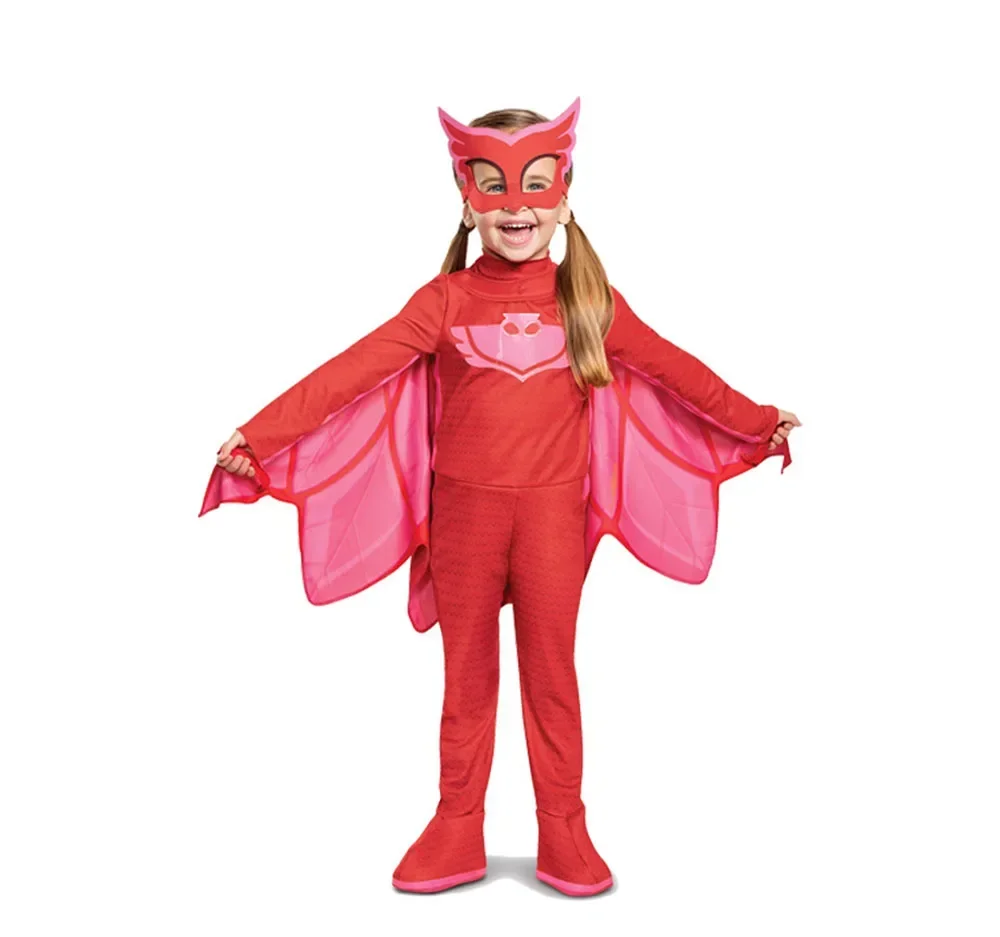 Nouveau costume de cosplay animal Halloween pour fille et garçon, combinaison de super hibou héros, masque mignon, déguisement cosplay chat gecko