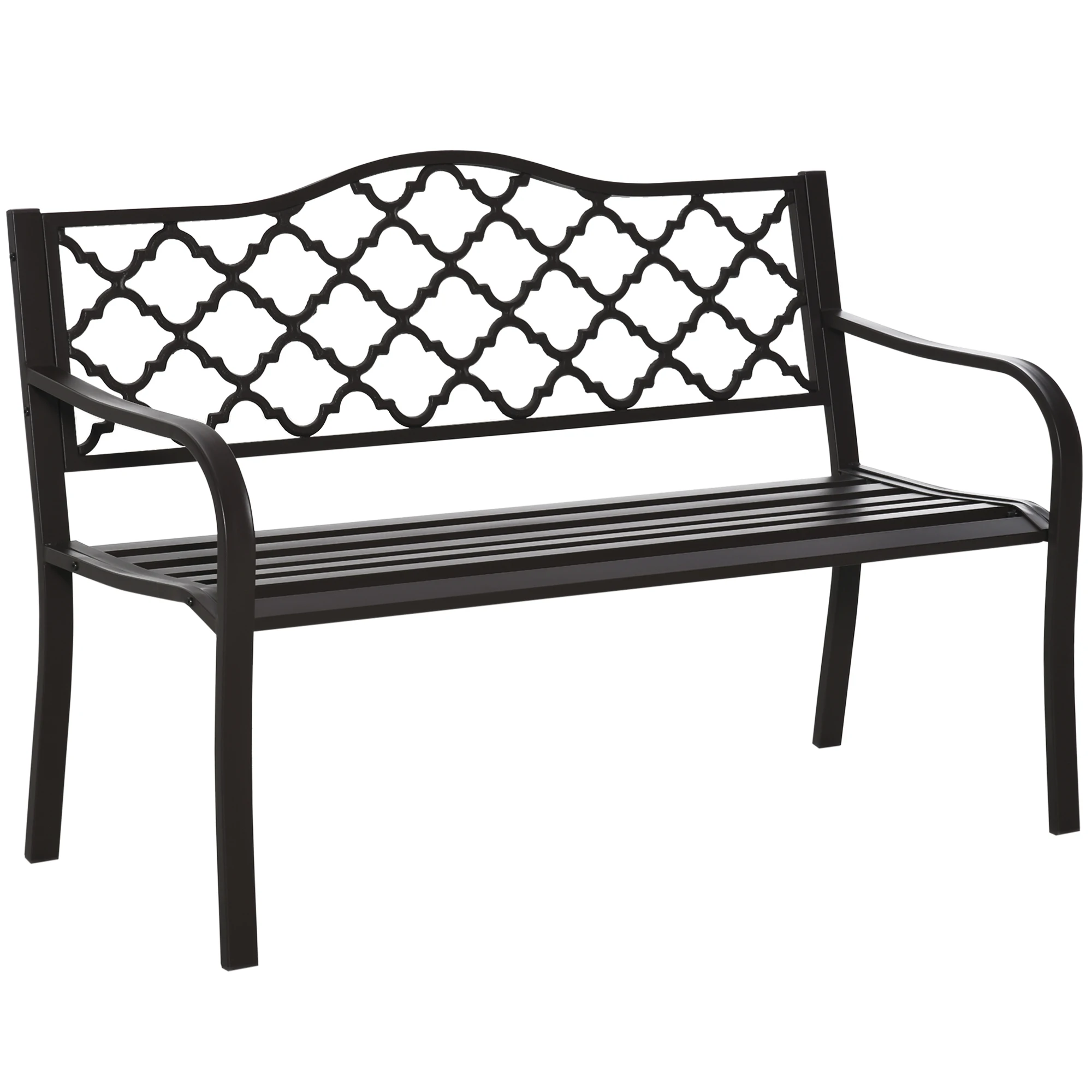 Outsunny Outsunny Banc 3 Places de Jardin terrasse Style Rural Chic 128L x 60l x 89H cm métal époxy anticorrosion Fonte Brun