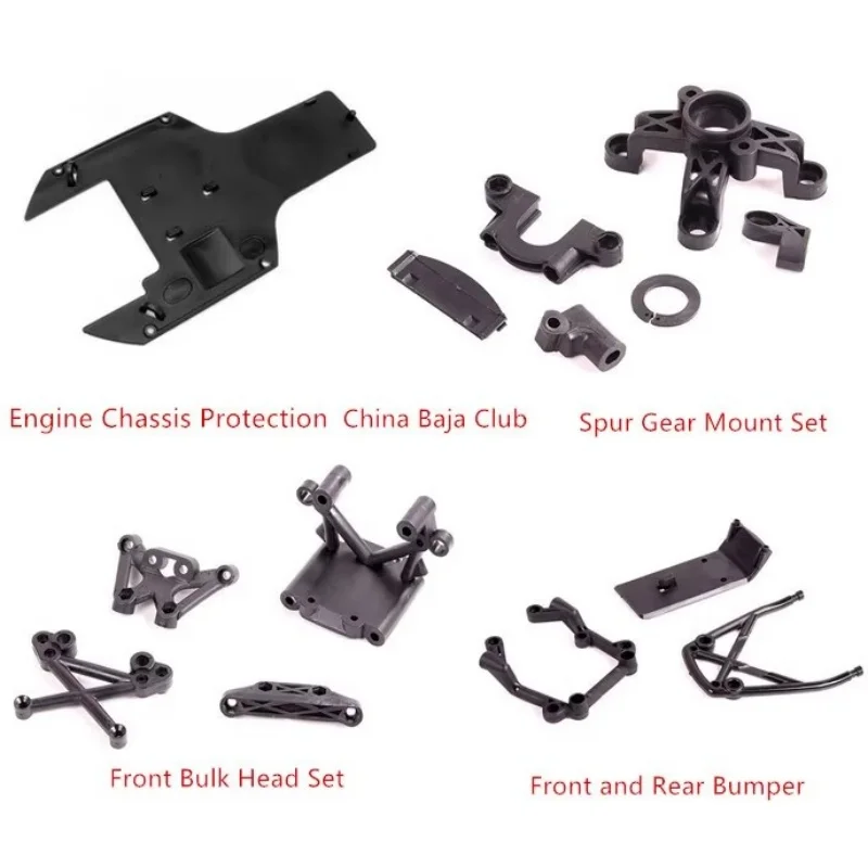 Motor Chassis Bescherming Tandwiel Mount Set Front Bulk Head Set Voor- en Achterbumper voor 1/5 HPI Rovan Baja 5B 5T 5SC