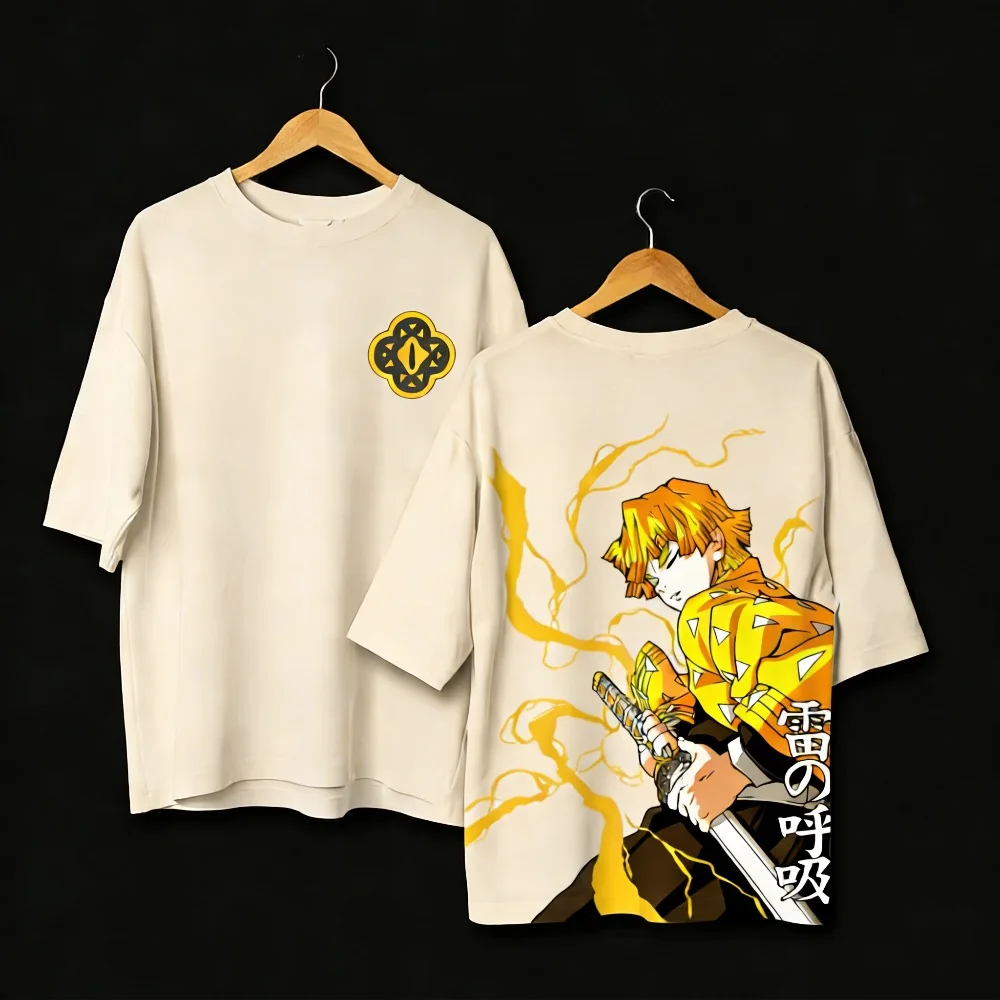 Plus Size Demon Slayer Anime Printed Men, Women T-shirt Casual Parent Child Tops Fashion Street Wear Y2K Harajuku Style Summer view 4