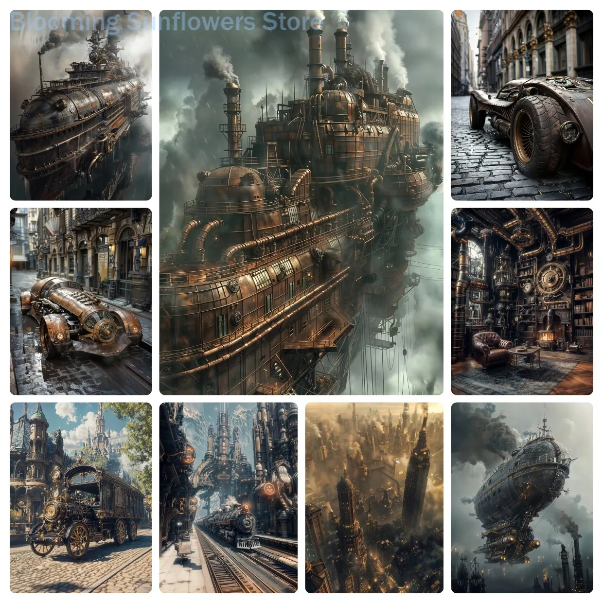 500/1000/1200/2000 PCS Puzzle for Steampunk Cityscape Jigsaw Puzzles for Challenging Family Activity Games Party Birthday Gift