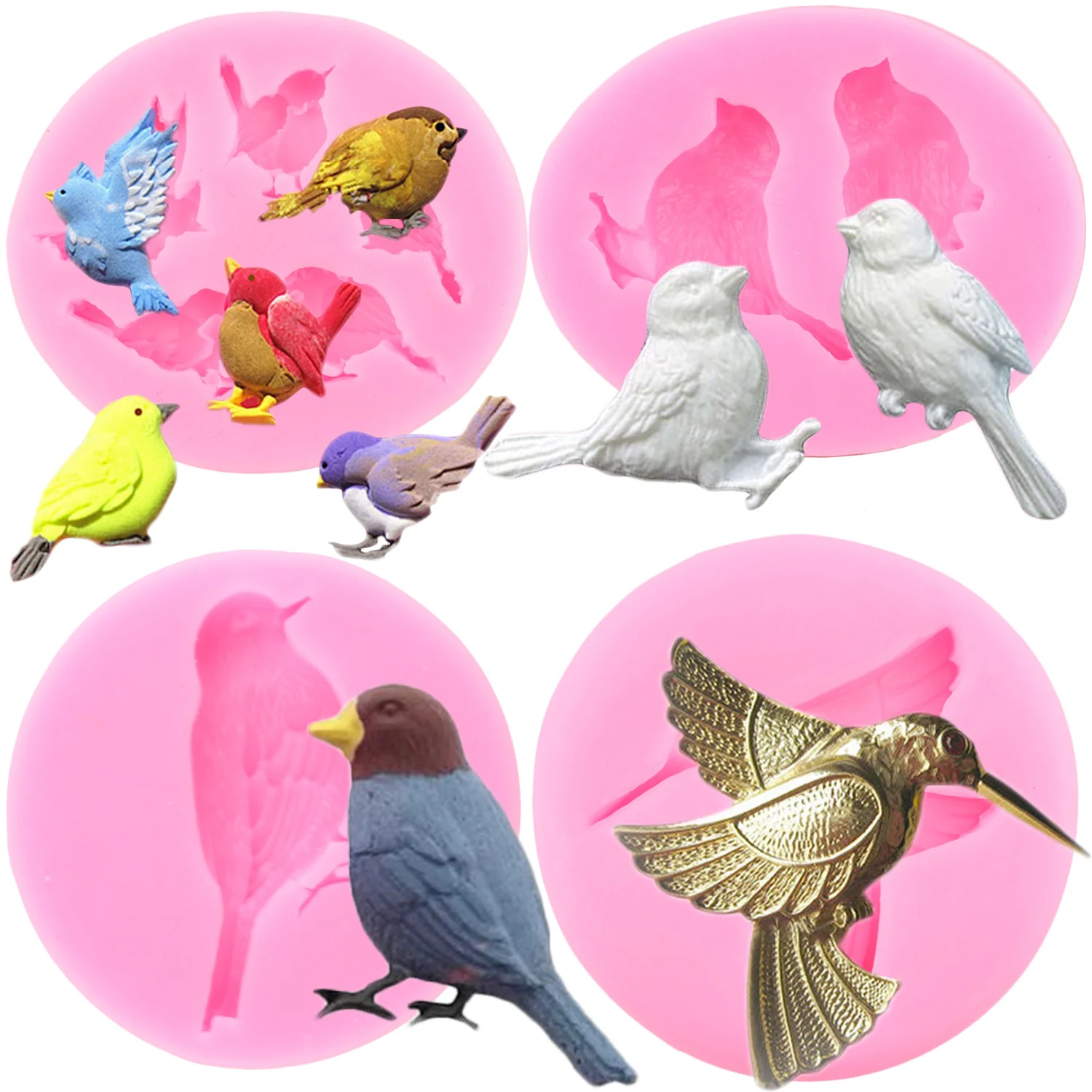 Birds Silicone Molds Fondant Molds Cake Decorating Tools Candy Resin Clay Chocolate Gumpaste Moulds Cupcake Baking Mould