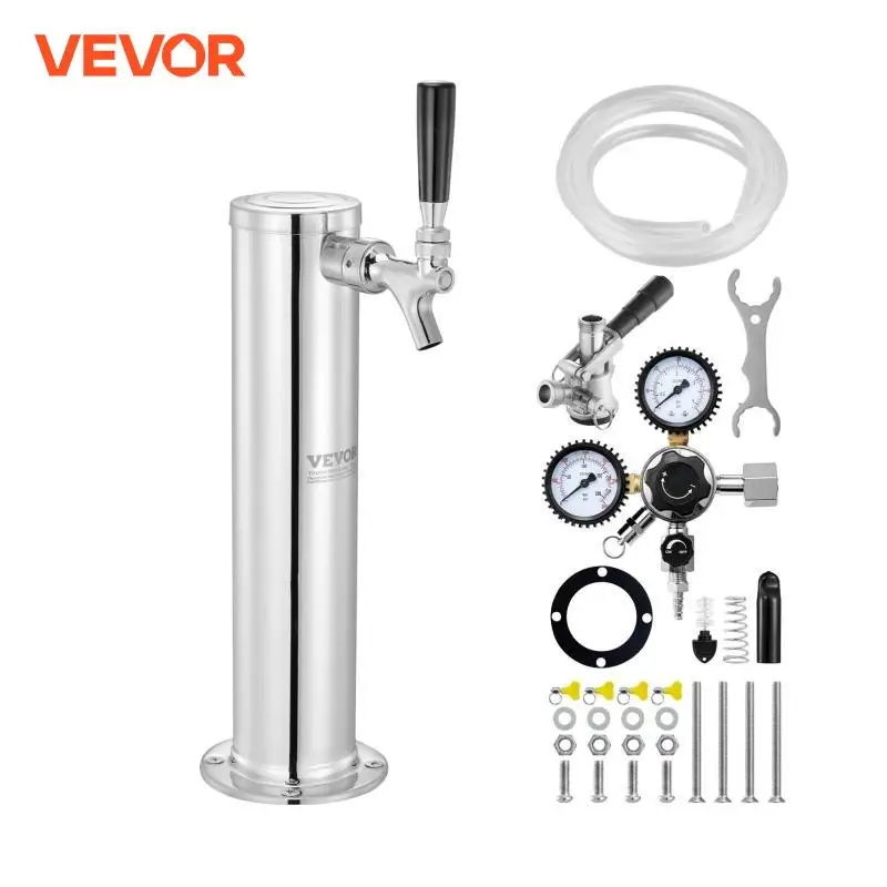 VEVOR Kegerator Tower Kit Single Tap Beer Conversion Kit الفولاذ المقاوم للصدأ برميل برج البيرة موزع الذاتي لشريط الحفلات المنزلية