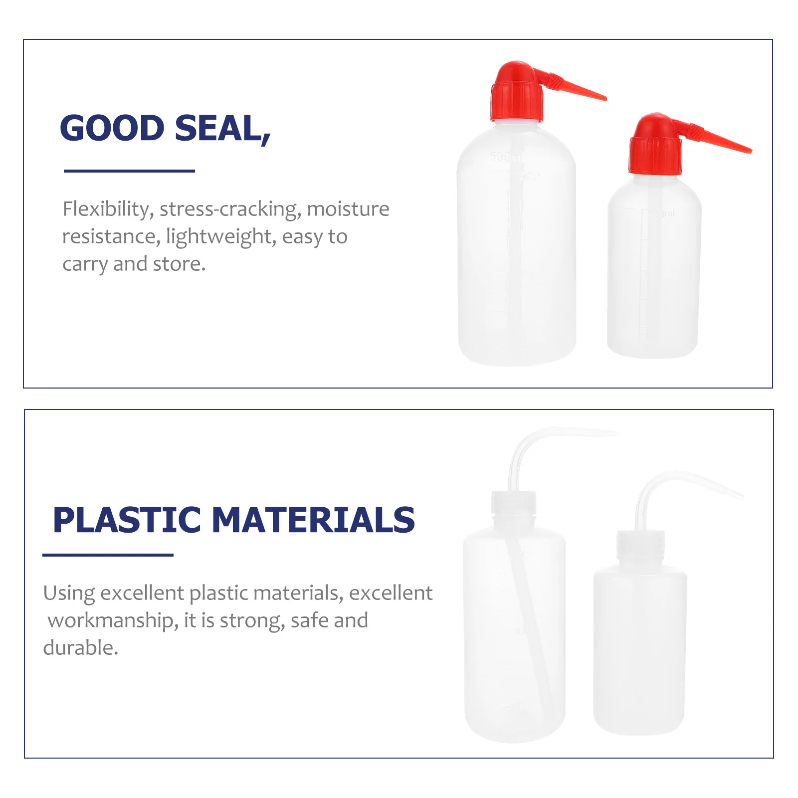 

4Pcs Plastic Elbow Squeeze Bottle Durable Narrow Mouth Wash Bottle for Laboratory Chemical Cleaning Rinsing Use