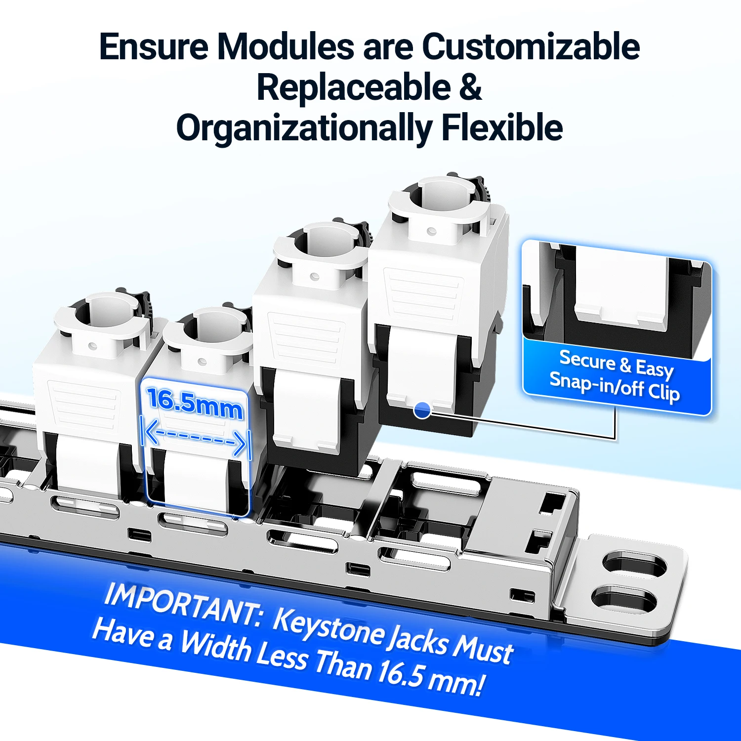 AMPCOM 0.5U Blank Keystone Patch Panel, 24 Ports 19 inch Rack or Wall Mount with Rear Cable Management Panel for Ethernet Cable