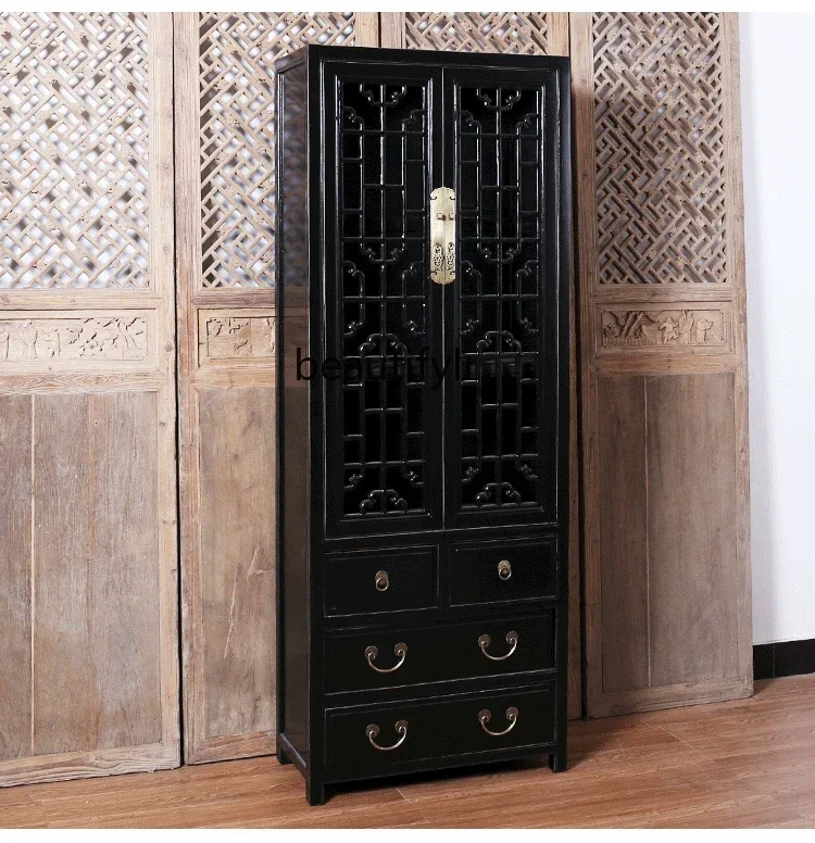 A139 New Chinese-style painted bookcase, old Bogu frame, antique solid wood decorative cabinet, retro wardrobe