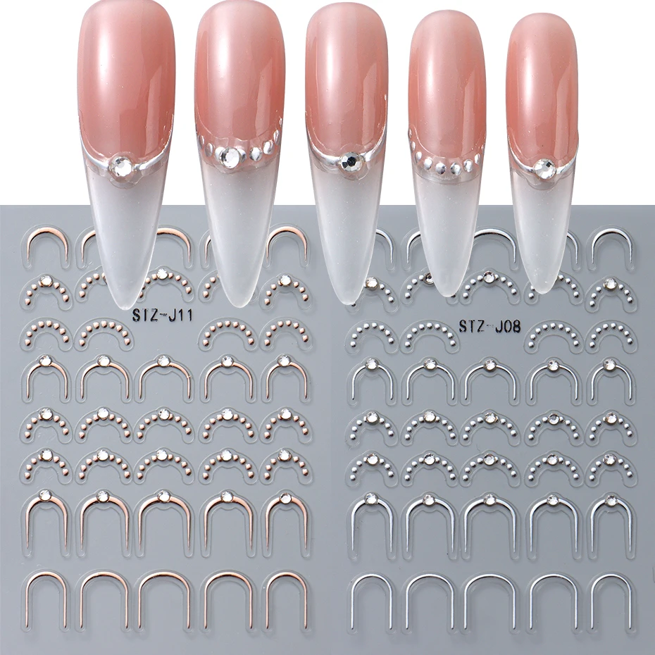 Zilver Goud Lijnen Streep Nail Sticker Decals Metalen Strip Luxe Nagels Slider 3D Zelfklevend Ontwerp Nail Art Stickers Papier