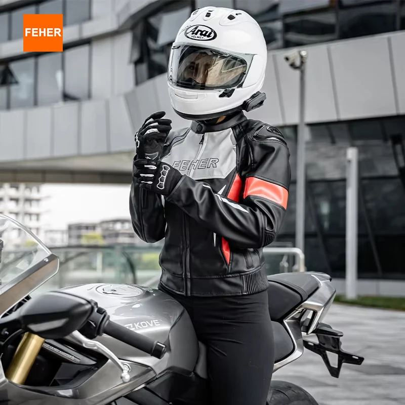 

FEHER Мотоциклетные куртки Кожаная съемная термоподкладка Высококачественная мотокуртка Водонепроницаемая и износостойкая мотооборудование