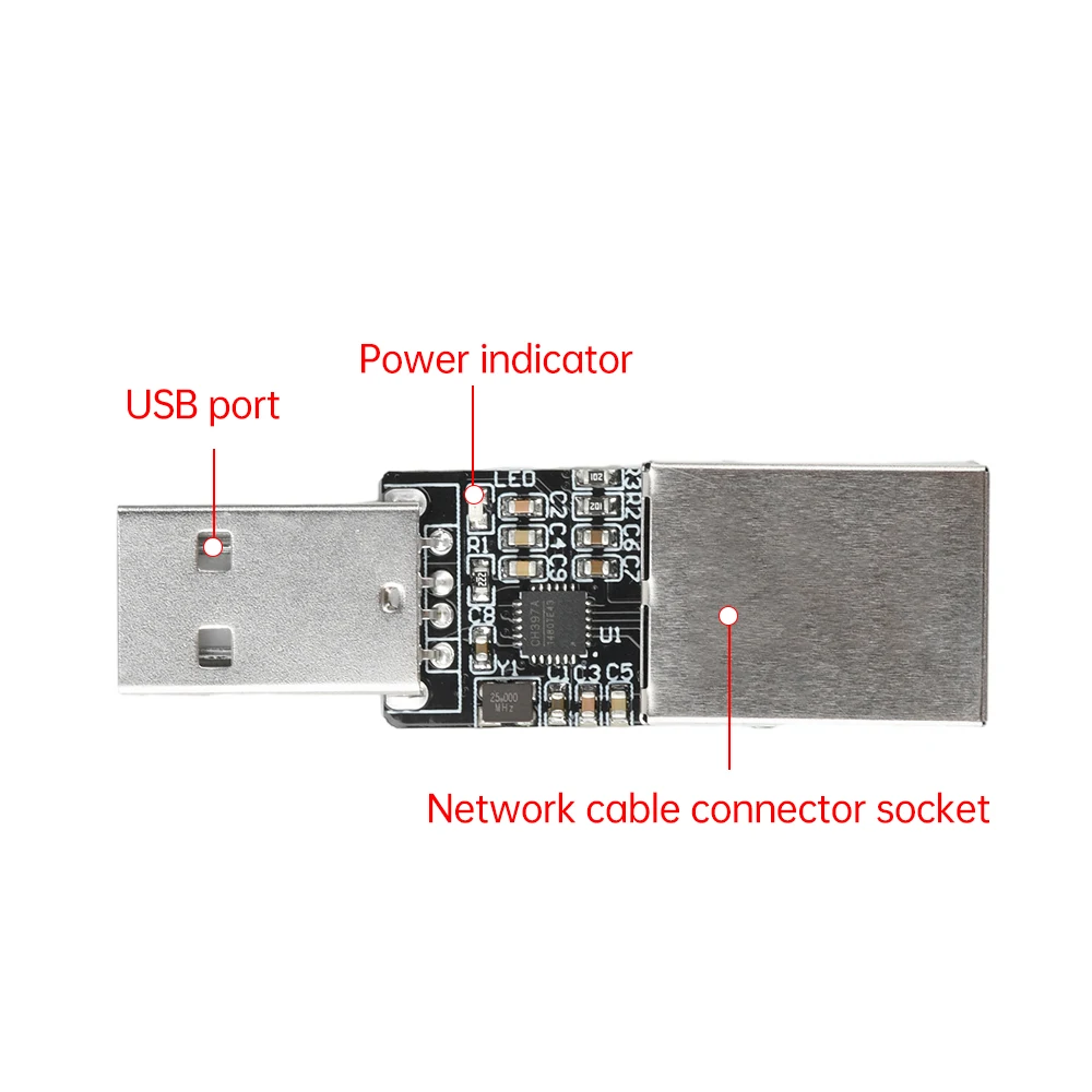 USB To RJ45 Ethernet Interface Module CH397A Module Type-C/ USB / Pins Interface Built in RISC-V Processor For USB2.1 IEEE802.3