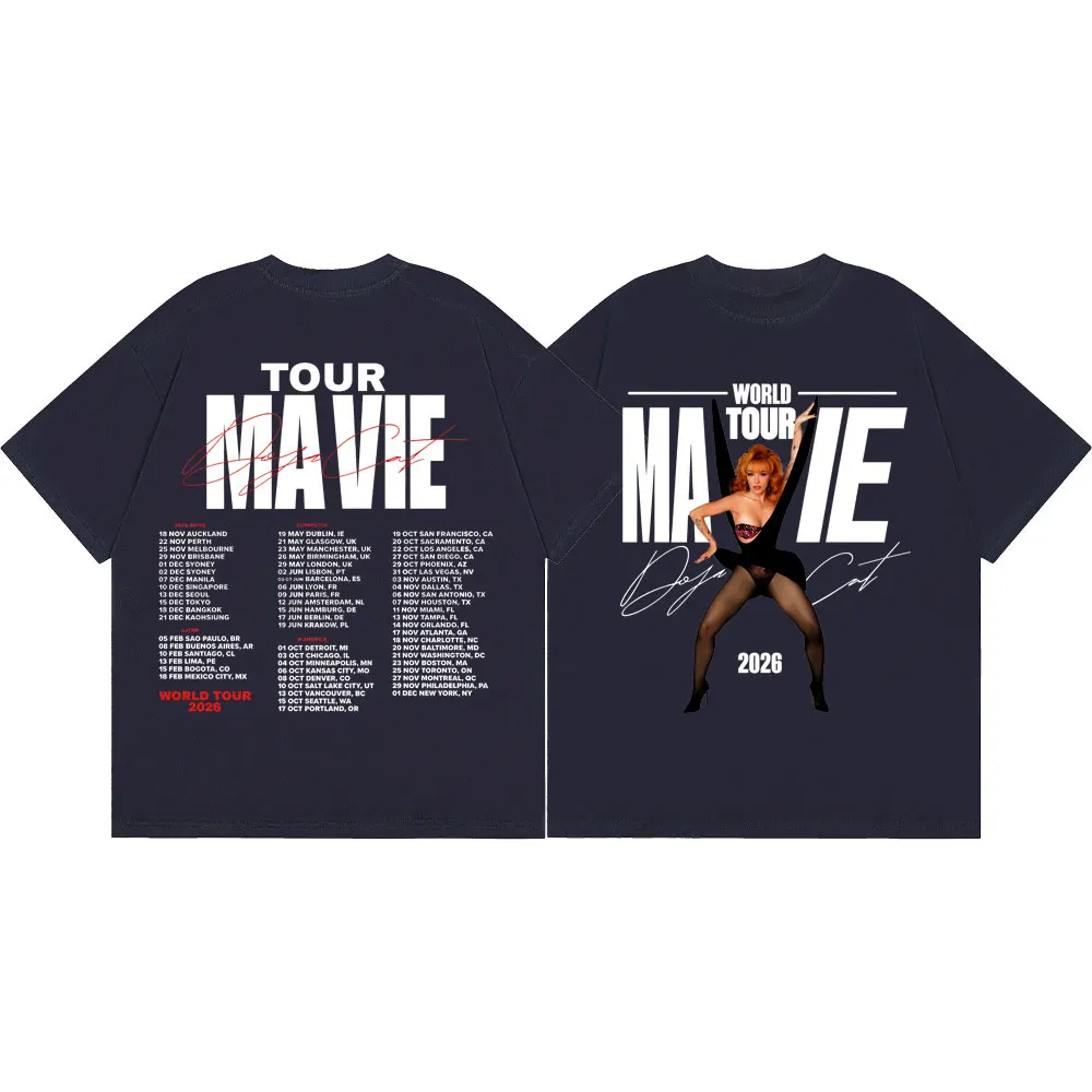 Rapper Doja Cat Ma Vie World Tour 2026 T-shirt High Street Fashion Trend Short Sleeve T Shirt Men Women Casual Cotton T-shirts