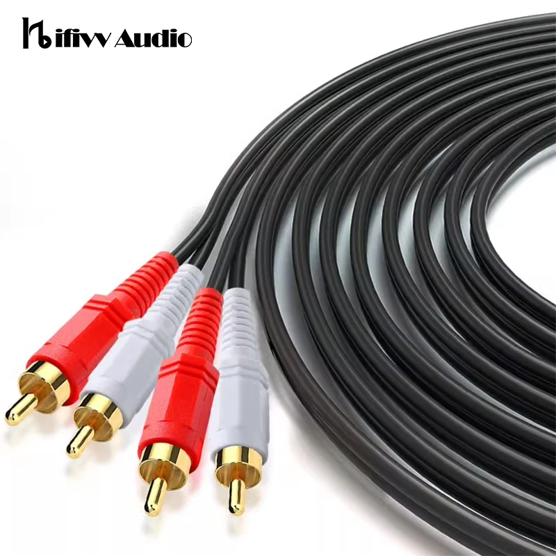 Hifi 2 RCA Male To 2 RCA Male Audio Video AV Cable OFC Splitter Line For Home DVD /CD Palyer/Amplifier/TV Box Louder 1.5m Cables