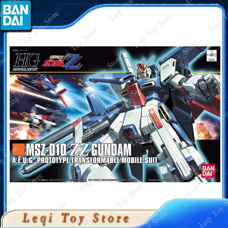 Bandai Original genuino HG 1/144 MSZ-010 ZZ GUNDAM figuras de acción de Anime juguetes niños niñas niños regalo montaje modelo adornos