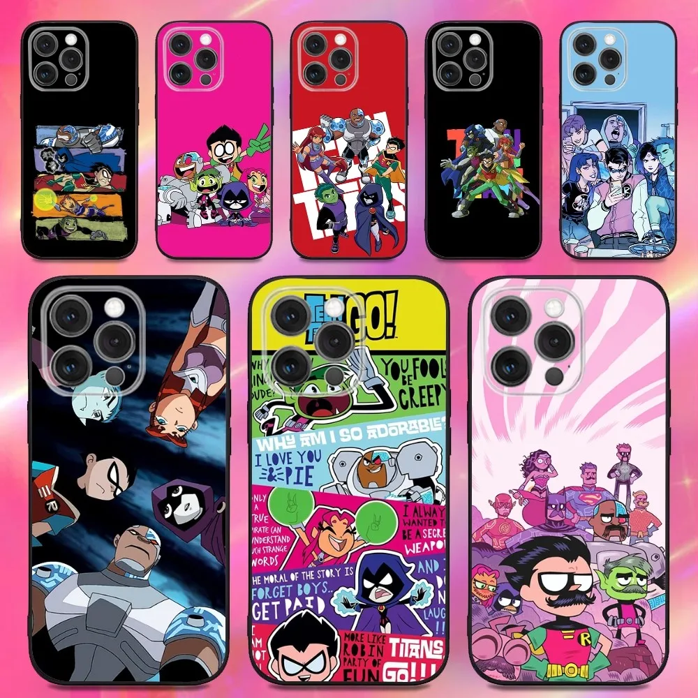 

T-Teen T-Titans G-Go Phone Case For iPhone 16,15,14,13,12,11,Pro,Max,Plus,X,XS,XR,SE,8,7,Mini,Soft Silicone Black Case