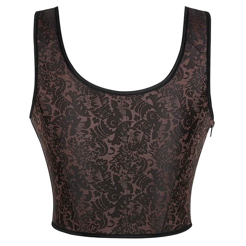 Retro Steampunk Espartilho Bustier Top Marrom Cintura Treinamento Colete Mostrando Roupas Shapewear