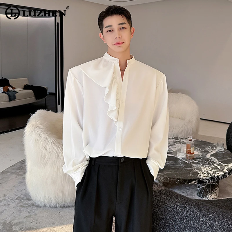 

LUZHEN New Fashion Luxury Splicing Design Long Sleeve Shirt Men's Street Original Casual Tops Korean Reviews Many Clothes LZ1537