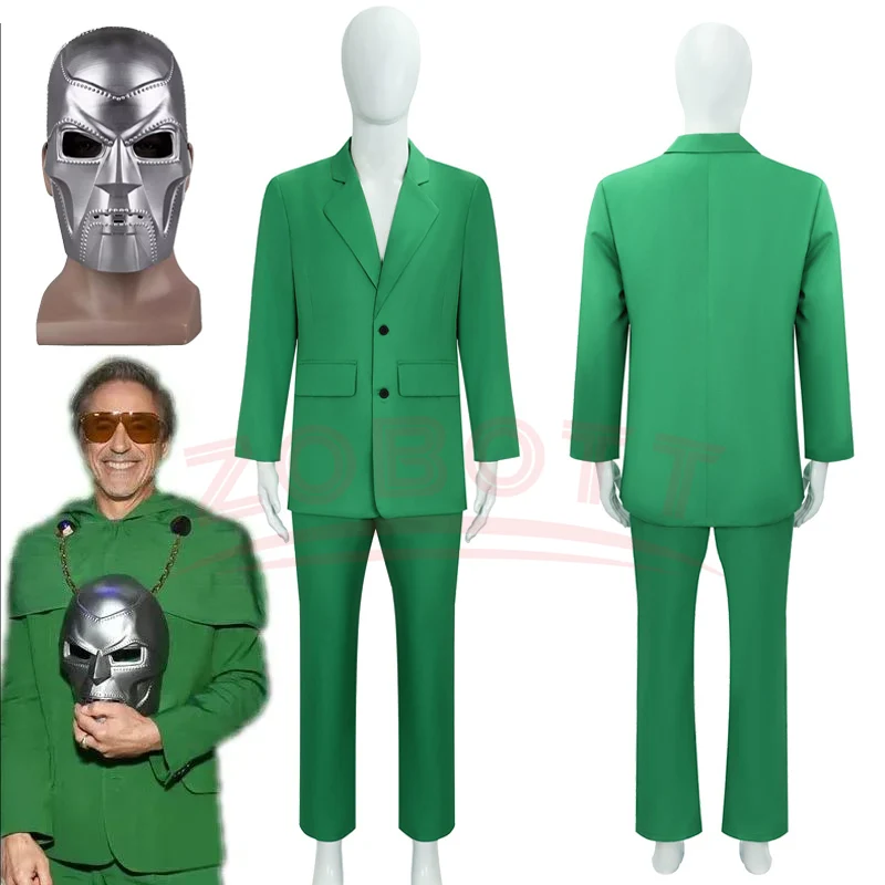

Comic Film Dr. Victor Doctor Von Downy Cosplay Dooms Evil Costume Cloak Green Mens Suit Cape Halloween Party Roleplay Outfit