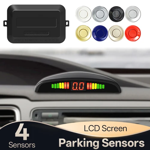 Hippcron 12V coche LED Sensor de estacionamiento Kit de estacionamiento alarma de pantalla con 22MM 4 sensores retroiluminación sistema de Monitor de Radar de respaldo inverso