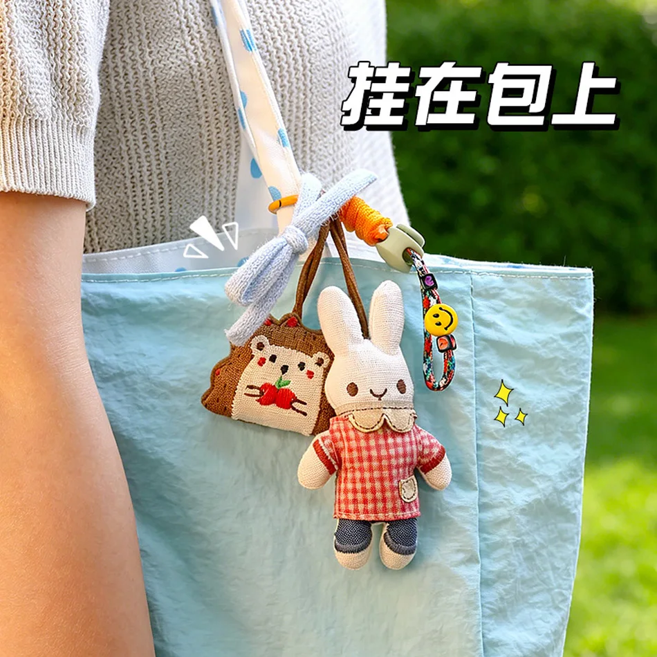 2026    Korean Ins Handmade Fabric Cartoon Animal Keychains Cute Plush Doll Bag Charm Pendant for Women Girls