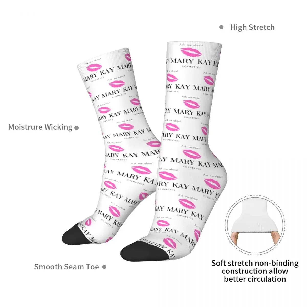 Ask Me About Mary Kay Socks Harajuku Super Soft Stockings All Season Long Socks Accessories for Man's Woman's Gifts