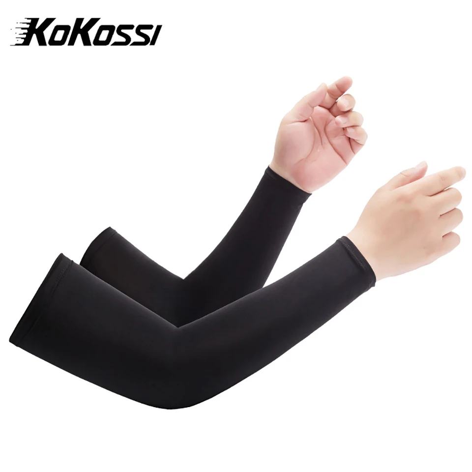 KoKossi 1Pair Cool Feeling Arm Sleeves Ice Silk Sun Protection Arm Cover Breathable Outdoor Cycling Driving Running Fishing