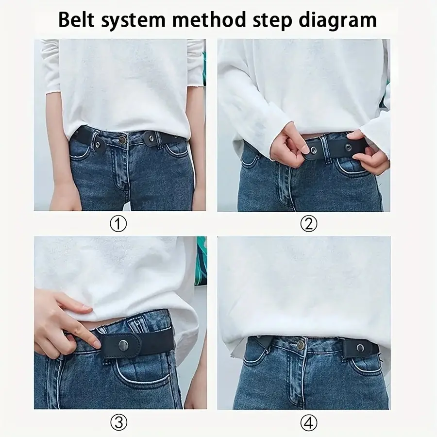 Ceinture élastique extensible réglable, 2 pièces, ceinture Invisible sans boucle pour femmes et hommes, pantalon en Jean, robe sans boucle, facile à porter