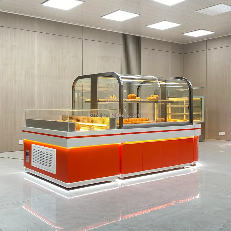 

Индивидуальный заказ. Элитный стильный холодильный витринный шкаф для хлеба и кондитерских изделий. Прилавок для розничной торговли хлебом и тортами.