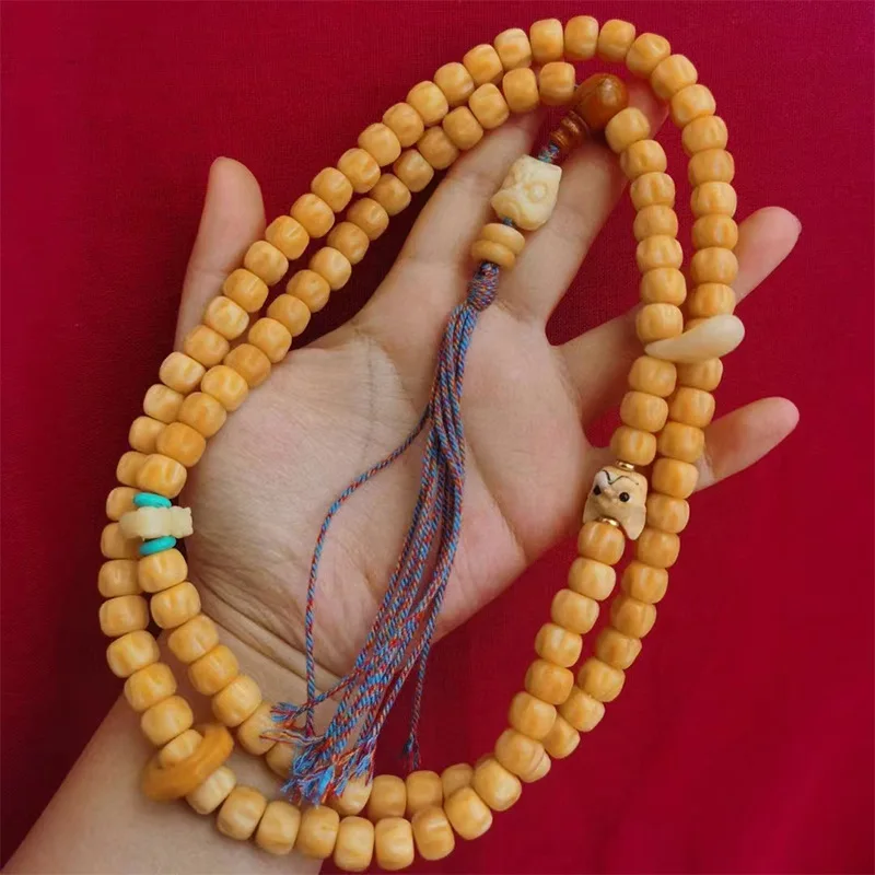 Camel bone passion fruit seed 108 beads 10*8mm paired with a three-way connector and a ring for the 