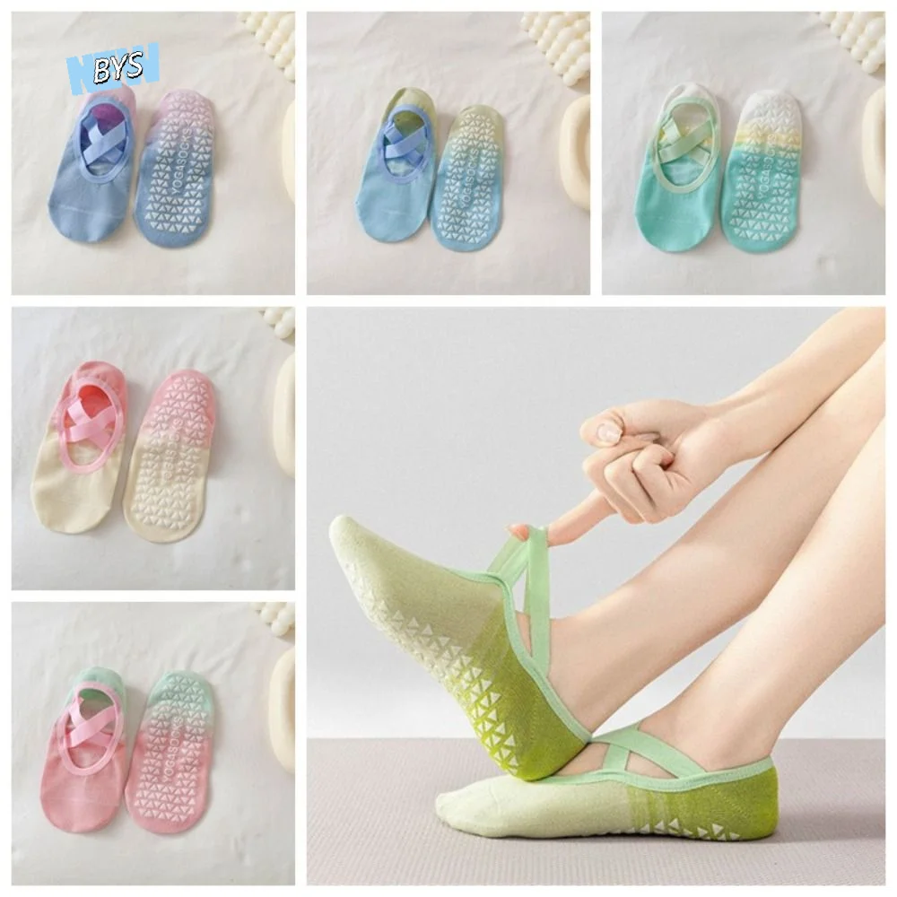 

6pairs Non-Slip Fitness Yoga Socks Breathable Sweat-Absorbent Towel Bottom Hosiery Patchwork Pilates Dot Silicone Floor Socks