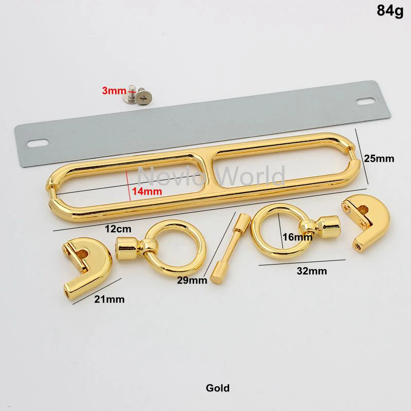 5-30sets 120*25mm gold and chrome color metal lock for handbag chain bag pig nose shape fitting replace hardware