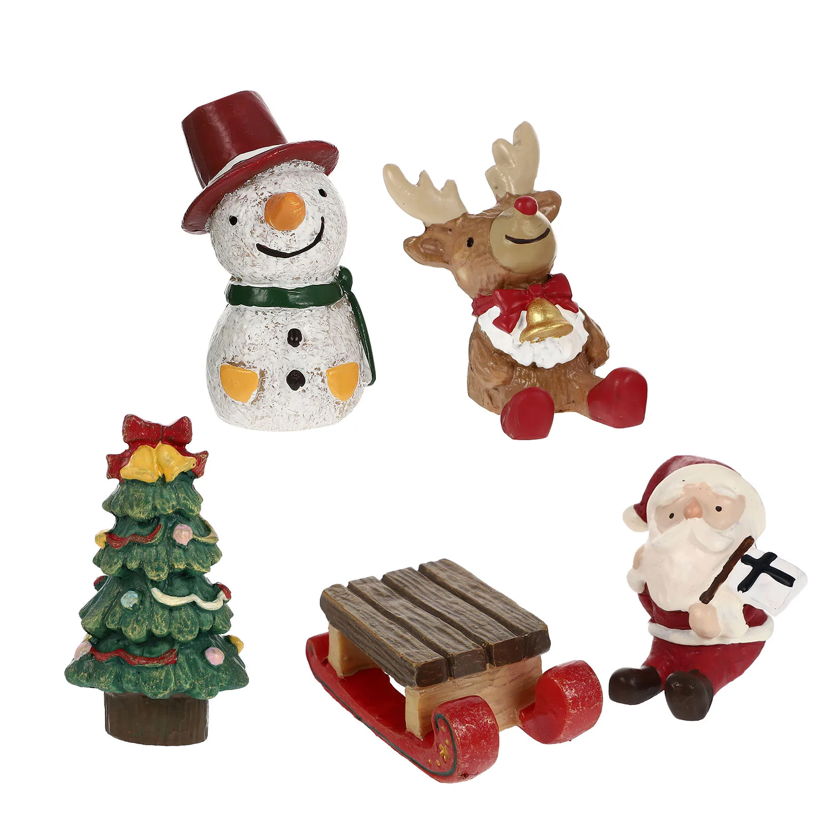 

5 Pcs Resin Christmas naments Mini Snowman Decor Gifts Aquarium Reptile Tank Craft Decoration Holiday Home Office Fish Tank