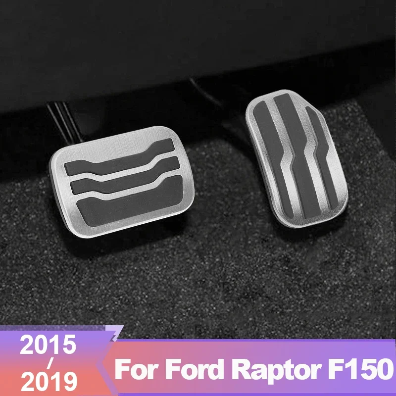 

Aluminum Car Accelerator Gas Pedal Brake Pedal Footrest Pedal Plate Cover AT For Ford Raptor F150 F-150 2015 2016 2017 2018 2019