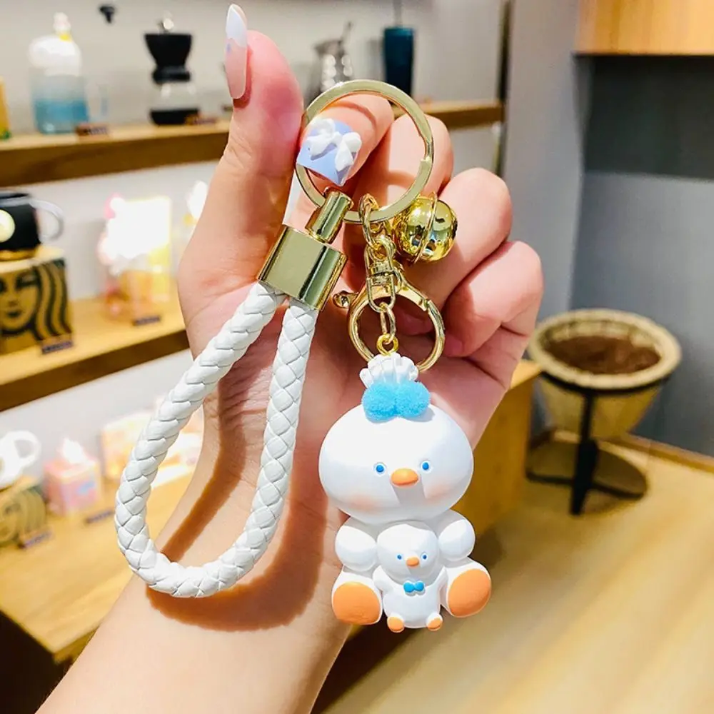 Creative Bear Rabbit Keychain Resin Fashion Elephant duckling Keyring Delicate Leather Lanyard Animal Key Chain Boy/Girlfriend