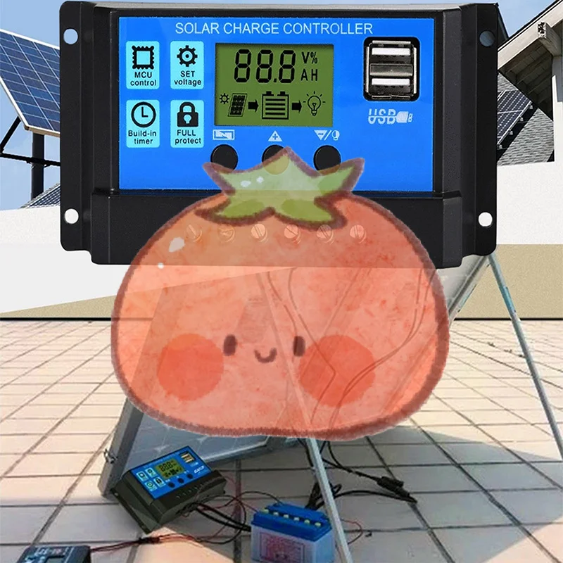 وحدة تحكم شحن الألواح الشمسية 60 أمبير قابلة للتعديل - رؤية LCD محسنة، بحد أقصى 48 فولت، 12 فولت 24 فولت