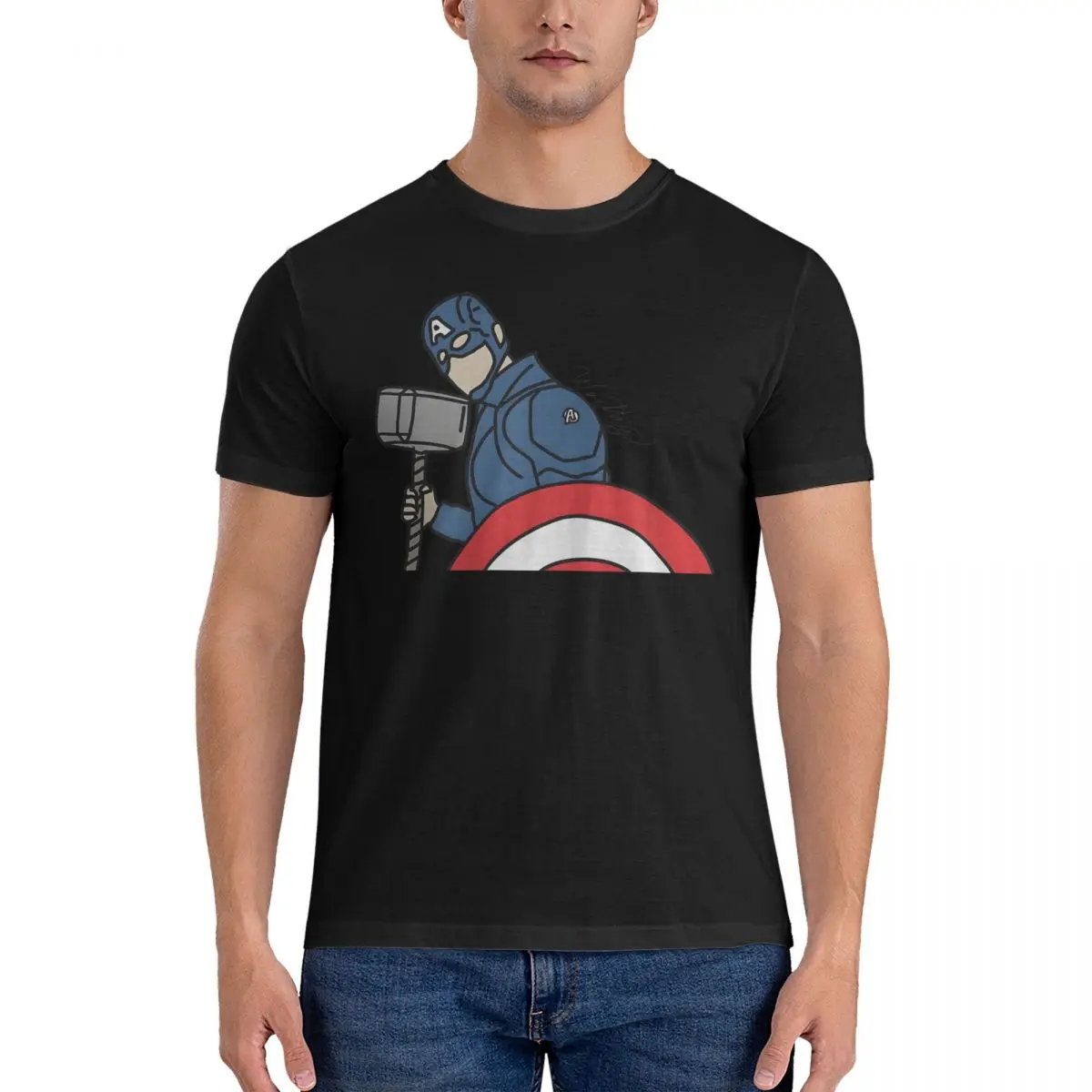 

Men's T-Shirts MARVEL Super Hero Novelty 100% Cotton Tee Shirt Short Sleeve America Captain T Shirt Round Collar Tops Unique