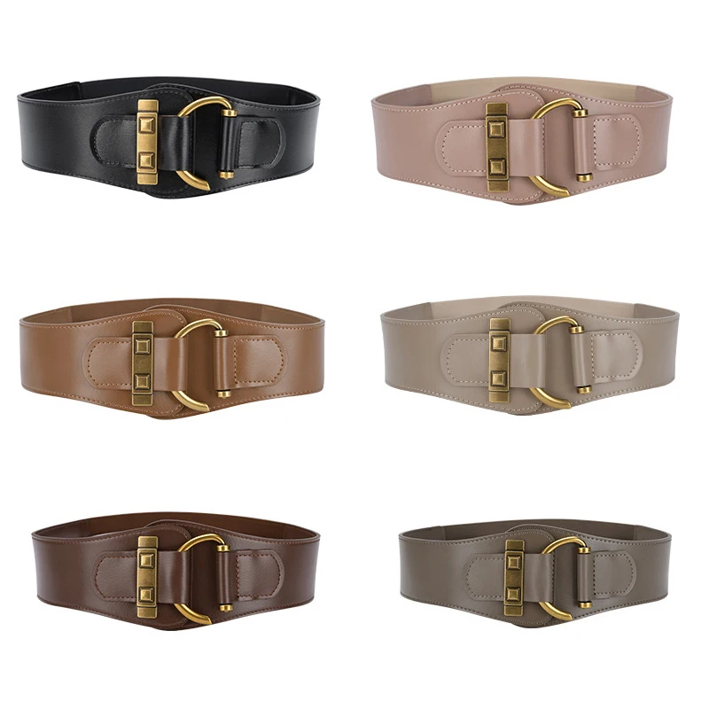 

New Designed Women Belt Second Leather Female Fashion Metal Belt Buckle Waistband 6 Colors High Quality Trend Belt Lady Wide