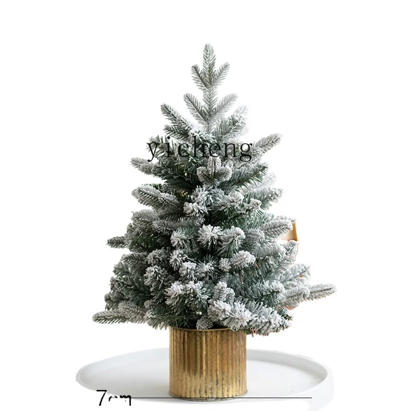 Tqh Desktop Small Christmas Tree Home Ornaments Photo Props Christmas Decorations Snow Tree