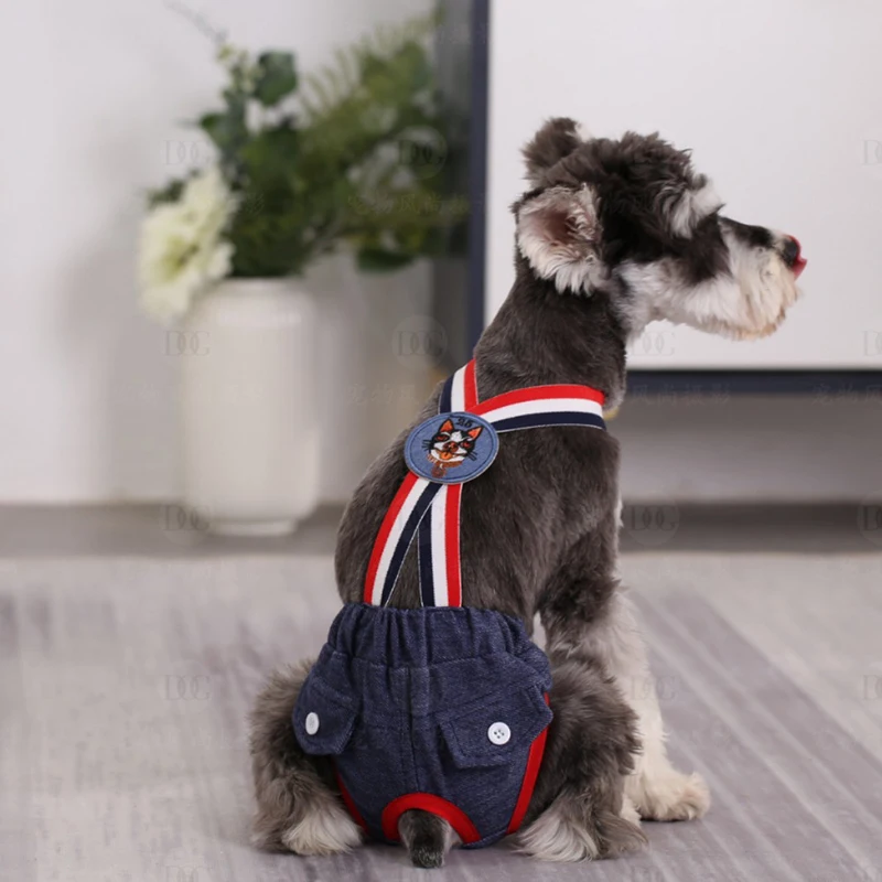 Denim-Höschen für Französische Bulldoggen, physiologische Höschen mit Punkten für weibliche Hunde, Sicherheits- und Hygienehöschen für kleine und mittelgroße Hunde, Katzen, Haustier-Shorts – Detail 11