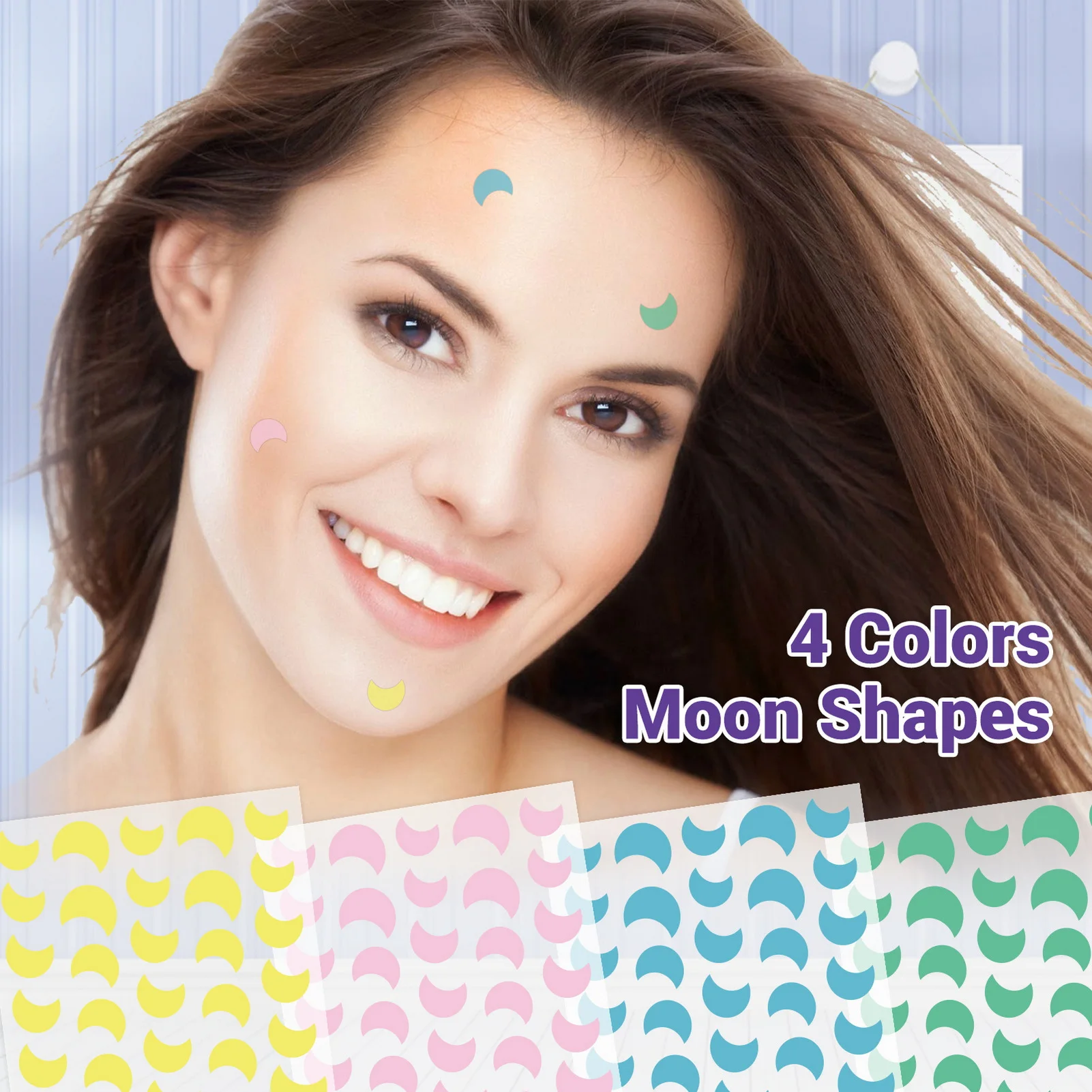 140 قطعة من لاصقات حب الشباب الملونة بتصميم على شكل قمر لتغطية ندبات حب الشباب للعناية بالبثور وإخفاء الندبات أداة للعناية بالبشرة