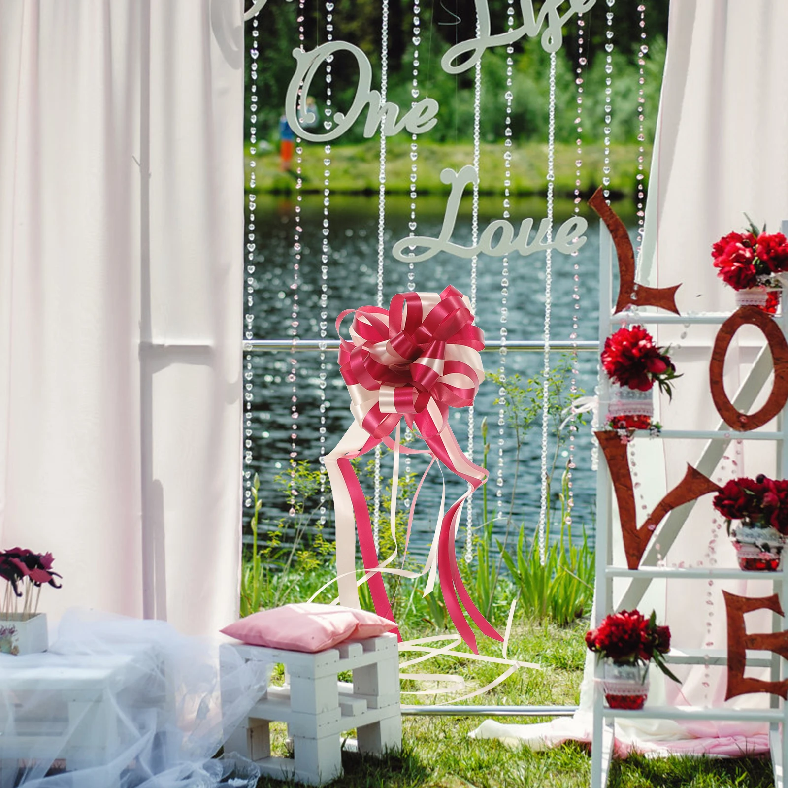 

10 Pcs Pull Bows Gift Wrap Ribbon Wedding Decor Reusable Decoration Glass Hanging Banner Christmas Party